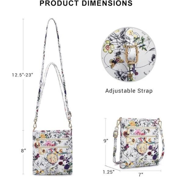 Women Small Crossbody Bag Lightweight Shoulder Purses Multi Zipper - Picture 3 of 7